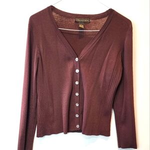 Brown Linda‎ Matthews Button Up Cardigan Size L